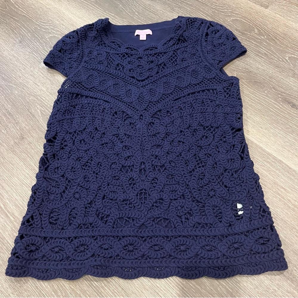 Lily Pulitzer Cap Sleeve Crochet Sweater Top